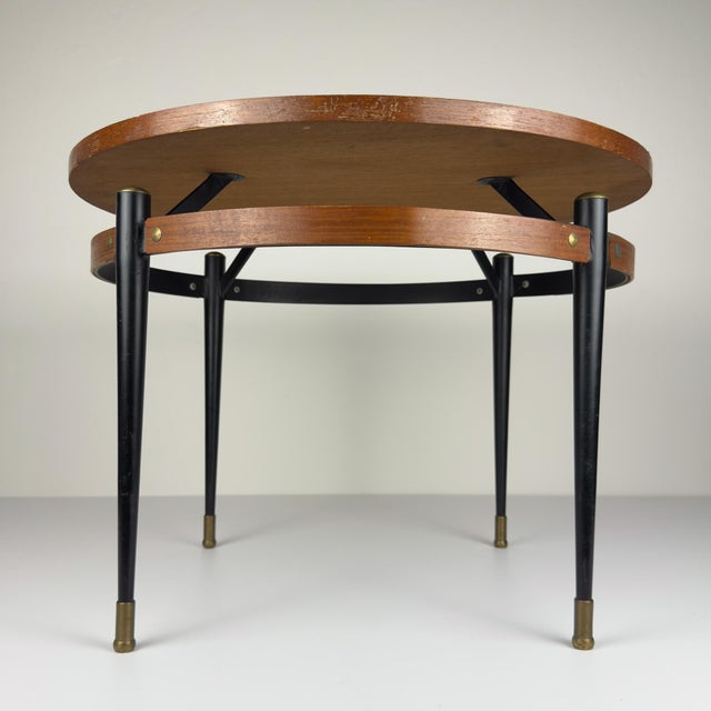 Metal Vintage Italian Metal and Teak Coffee Table by Silvio Cavatorta, 1950s For Sale - Image 7 of 18