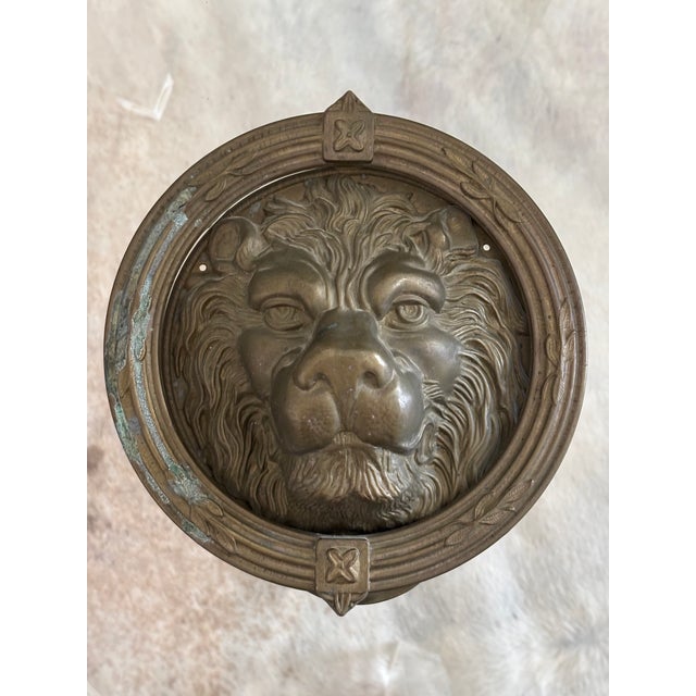 Antique Parisian Style Round Lion's Mask Door Knocker / Lion's Head Door Knocker For Sale - Image 4 of 12