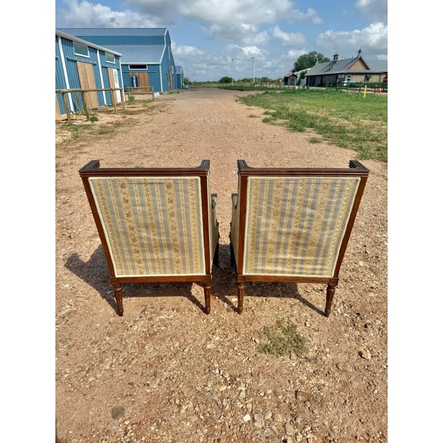 19th Century French Louis XVI Bergère or Armchair- A Pair For Sale - Image 6 of 12