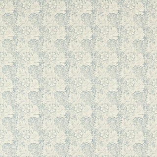 Morris & Co Marigold Fabric in Mineral Blue For Sale