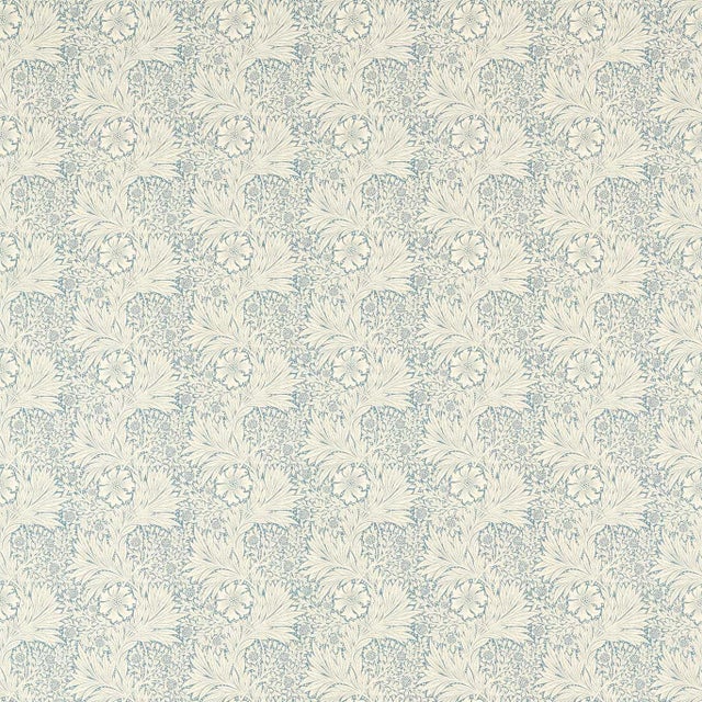 Morris & Co Marigold Fabric in Mineral Blue For Sale