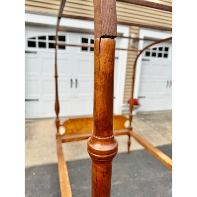 Antique Early 19th Century American Curly Maple Canopy Bed For Sale - Image 4 of 12