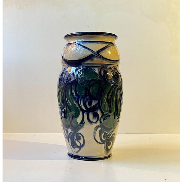 Large Art Nouveau Danish Hand-Glazed Vase from Danico, 1920s For Sale - Image 11 of 11
