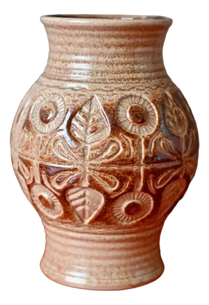 Sand-coloured Vase with Flowers by Wekara Keramik, 1960s