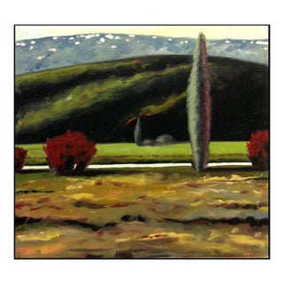 James Thorpe "Cypress" Hand Signed Original Oil on Board Landscape Painting For Sale