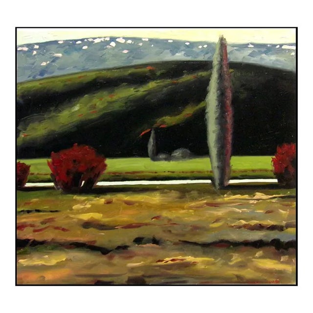 James Thorpe "Cypress" Hand Signed Original Oil on Board Landscape Painting For Sale