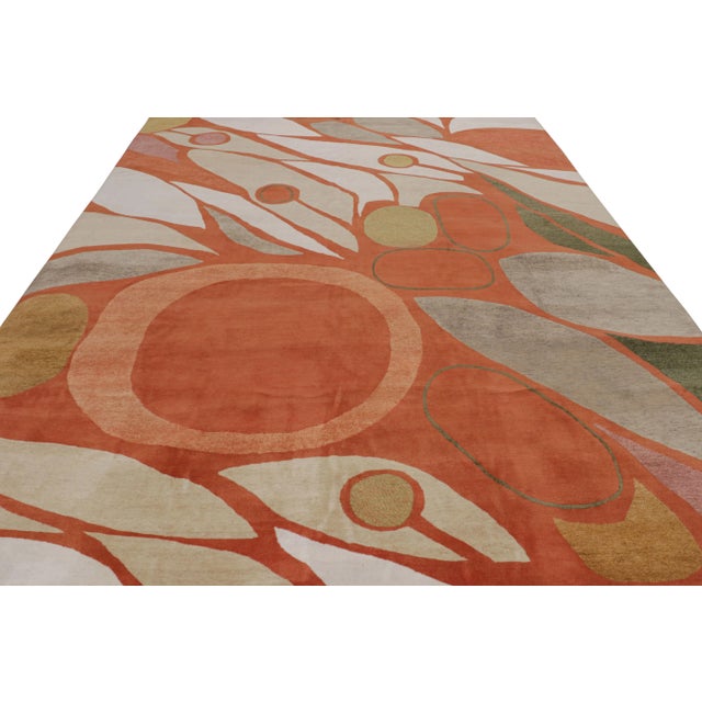 Modern Rug & Kilim X Jenn Ski Orange Mid-Century Modern Style Rug With Geometric Patterns For Sale - Image 3 of 7