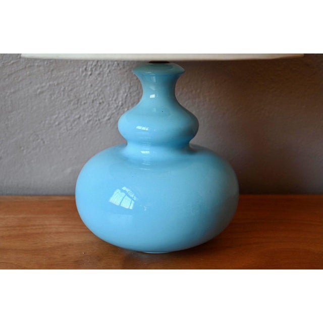 1960s Vintage French Bohemian Blue Ceramic Table Lamp, 1960s For Sale - Image 5 of 10