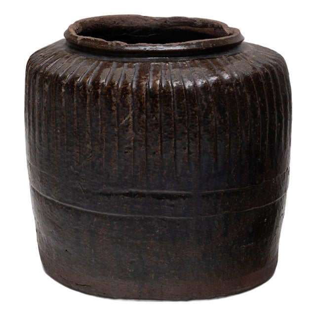 Chinese Fluted Salty Egg Jar, C. 1800 For Sale
