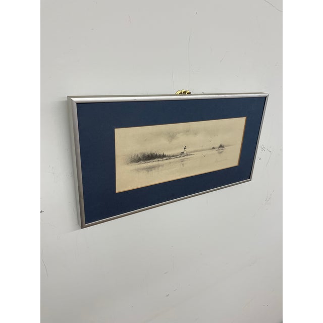 Coastal Vintage Pencil-Signed Coastal Lighthouse Lithograph by Virginia Miller for Jonah's Workshop, Searsport Maine For Sale - Image 3 of 10