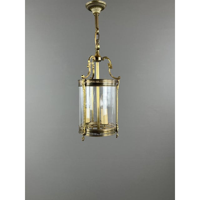 Metal 20th Century Louis XVI Lantern in Bronze and Glass For Sale - Image 7 of 11