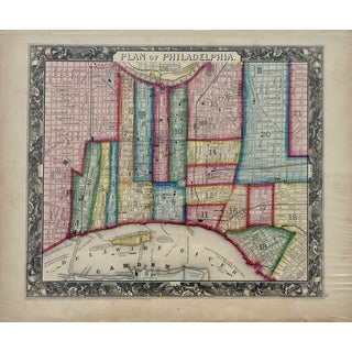 Philadelphia, Original Engraving Map by Samuel A. Mitchell, 1860 For Sale