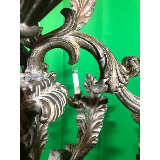 Vintage Italian Hand Carved 2 Tier Chandelier With 12 Lights For Sale - Image 11 of 12