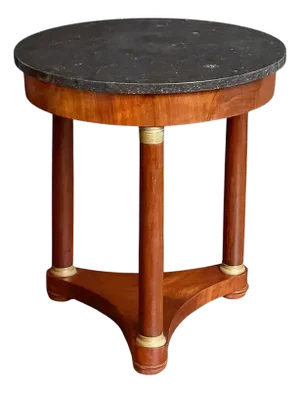 French Empire Round Table or Gueridon of Mahogany With Marble Top