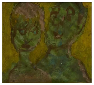 Mino Maccari, Couple, Original Mixed Media on Zinc, 1960s
