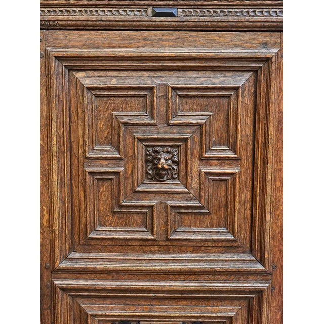Brown Flemish Renaissance Oak Cabinet with Carvings For Sale - Image 8 of 12