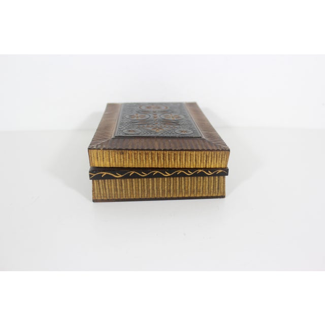 Black Vintage Hand Carved Wood Folk Art Trinket or Jewelry Box For Sale - Image 8 of 12