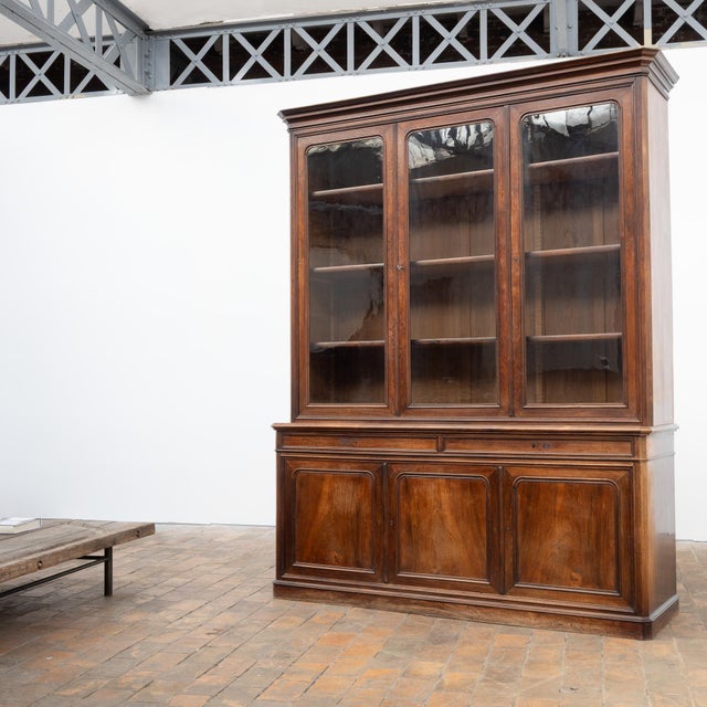 Large 19th Century Walnut Glass-Fronted Bookcase For Sale - Image 15 of 15