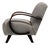 20th Century Czech Republic Warm Ivory Boucle Bentwood-Arm Lounge Chair For Sale