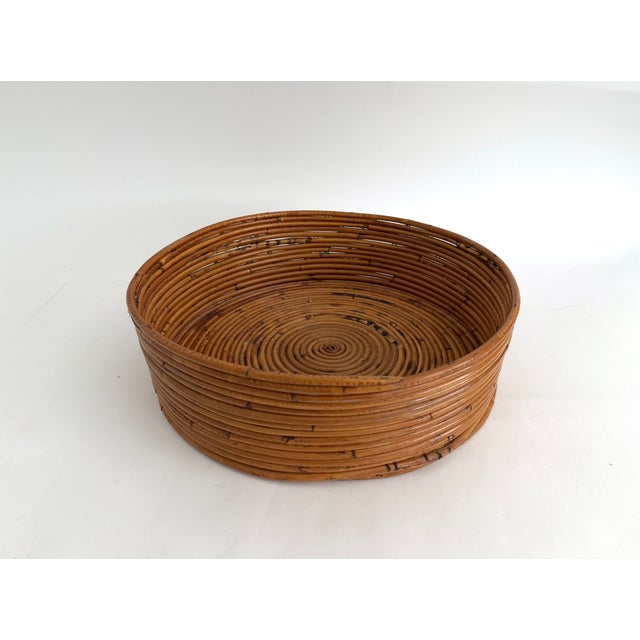 Mid-Century Modern Vintage Crespi Style Pencil Reed Basket For Sale - Image 3 of 7