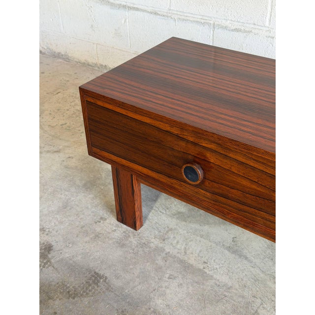 Brown Rosewood Low Chest Entry Bench Drawers Symmetrical Grain Storage Sweden 1960s For Sale - Image 8 of 10