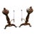 Antique Patinated Chippendale Ball Wrought Iron Fire Dogs- a Pair For Sale