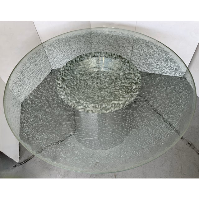 Mid-Century Modern Steve Chase Crackled Glass Dining Table From 80's For Sale - Image 3 of 8
