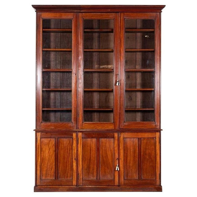 Large 19th Century English Mahogany Glazed Bookcase, 1870s For Sale - Image 17 of 17
