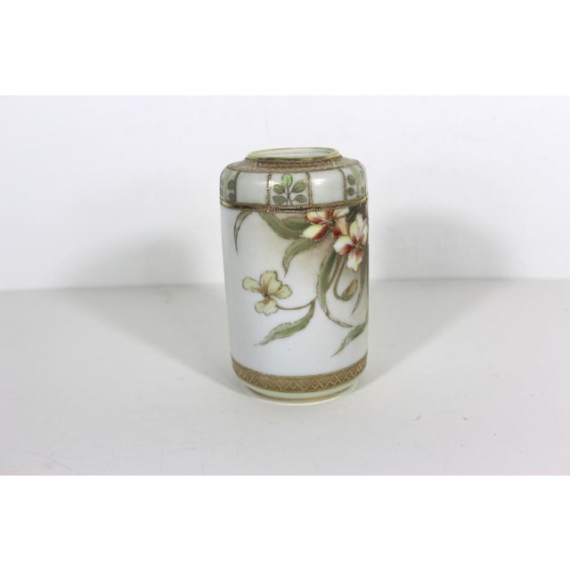 Hand Painted Antique Nippon Porcelain Vase With Moriage Gold Decoration Japan Japanese Circa 1911 For Sale - Image 12 of 12