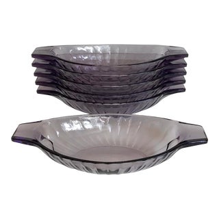 Mid 20th Century Purple Faceted Glass Dishes - Set of 6 For Sale