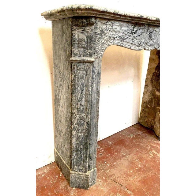 Louis XV Style Pompadour Fireplace in Blue Turquin Marble, 20th Century For Sale - Image 5 of 11