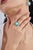 6.13ct Cabochon Turquoise & Emerald Halo Cocktail Ring in 14k White Gold Size 5 For Sale - Image 11 of 18