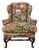 Antique William & Mary Wingback Armchair in Chinoiserie Botanical Upholstery For Sale