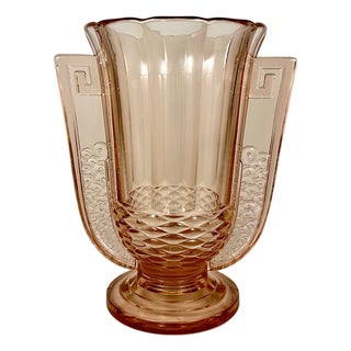 Art Deco Pink Glass Vase by Val Saint Lambert, Belgium, 1930s For Sale