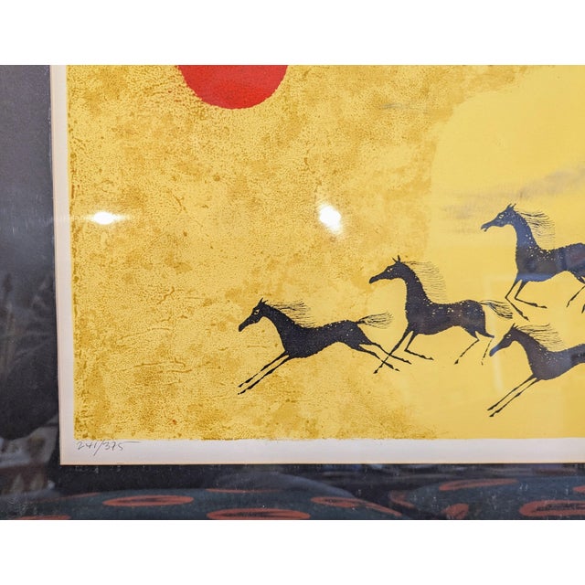 Signed l.e. Lithograph: "5 Horses" by Keith Llewellyn De Carlo (C. 1975) For Sale - Image 4 of 6