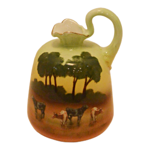 Antique Royal Bayreuth Bavaria "Cows in Pasture" Creamer - Gilded Rim