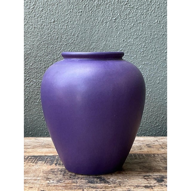 Vintage West German Handcrafted Purple Ceramic Vessel For Sale In West Palm - Image 6 of 15