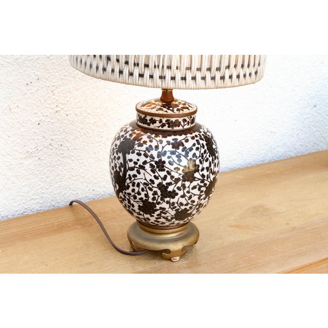 Vintage Midnight Floral Blossom Table Lamp For Sale - Image 4 of 8