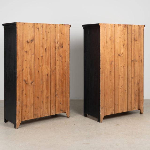 Pair of 20th Century Black Painted Pine Bookcase Display Cabinets For Sale - Image 11 of 11