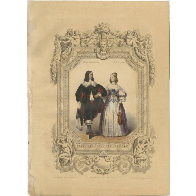 Louis XIII & Anne of Austria French Court Costume, 1847, Lithograph For Sale - Image 10 of 10