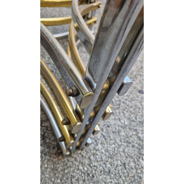Gold Vintage Dining Table in Chrome and Brass, 1960s For Sale - Image 8 of 13