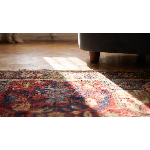 Early 20th Century 1900s Multicolor Medallion Tribal Antique Caucasian Zeychor Rug 4'2" X5'0" Handknotted Wool Carpet For Sale - Image 5 of 7