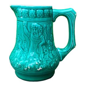 Vintage Turquoise Majolica Pitcher From Western Germany