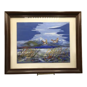 Vintage Signed Impressionist "Ducks in Flight" Framed Painting