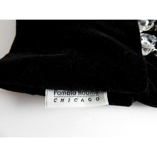 1990s Pamela Robins Chicago Black Velvet Stocking With Beaded Crystal Charms For Sale - Image 4 of 5