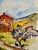 Rustic Henry Emil Salloch Original Watercolor on Paper Modernist Mediterranean Villa. For Sale - Image 3 of 5