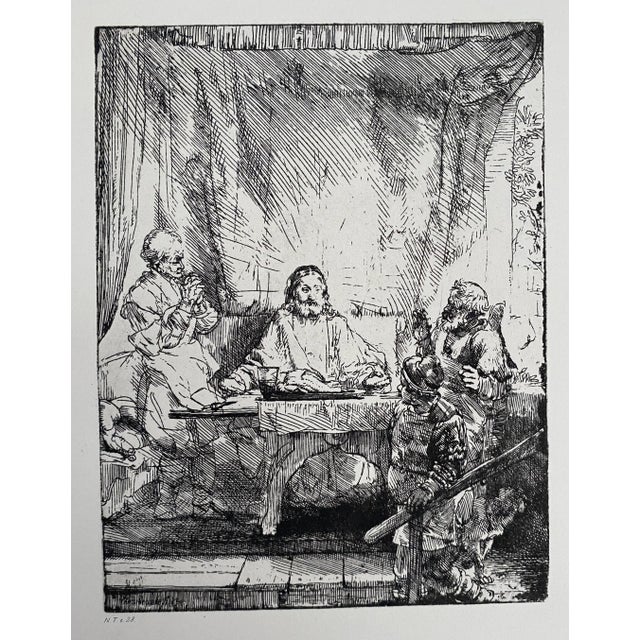 Traditional Antique Rembrandt Supper at Emmaus Engraving For Sale - Image 3 of 3