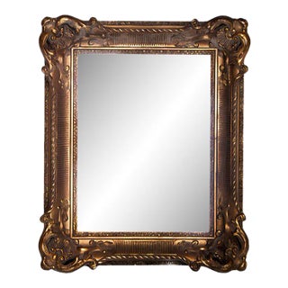 Neoclassical Style Hand Carved Wooden Mirror in Gold Foil, 1970s For Sale
