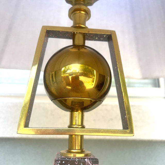 1950s Mid-Century Modern Obelisk Table Lamp With String Shade For Sale - Image 5 of 11