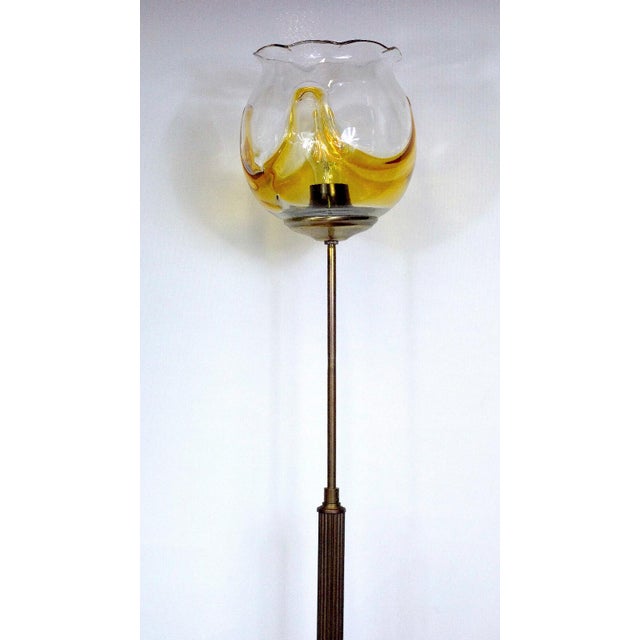 Brass and Glass Floor Lamp from Unbekannt, 1980s, in Very Good conditions. Designed 1920 to 1949 I have official proof of...